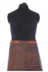 BARISTA APRON PURE LEATHER BROWN - SHORT